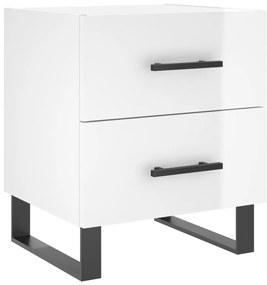 vidaXL Κομοδίνα 2 τεμ. Γυαλ. Λευκό 40x35x47,5 εκ. Επεξεργασμένο Ξύλο