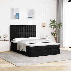 vidaXL Οθωμανικό κρεβάτι με στρώμα &amp; LEDs Μαύρο 140x190 cm Ύφασμα