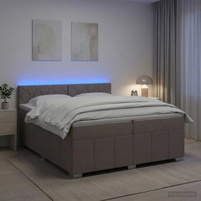 vidaXL Κρεβάτι box spring με στρώμα Taupe 200 x 200 cm Ύφασμα