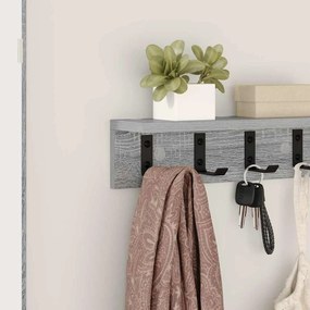 vidaXL Τοίχου Κρεμάστρα με ράφι Γκρι sonoma 40 x 10.5 x 10.5 εκ