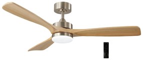 Adeleq Ανεμιστήρας Οροφής Φ132cm DC35W LED 22W Σατινέ Με Πτερύγια Μασίφ Δρυς 18-464