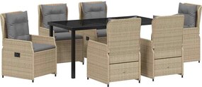 vidaXL Σέτ φαγητού για κήπο 7 pcs Μπέζ και Ανοιχτό Γκρι