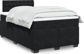 vidaXL Κρεβάτι Boxspring με Στρώμα Μαύρο 120x190 εκ. Βελούδινο