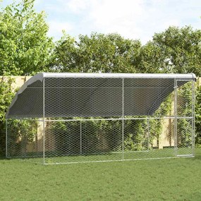 vidaXL Κλουβί Σκύλου 2 pcs Ασημί 4 x 2 x 2 m Γαλβανισμένος χάλυβας