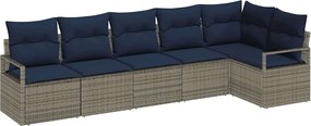 vidaXL Σετ Καναπέ 6 pcs Γκρι συνθετικό ρατάν