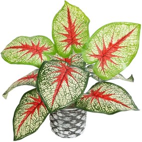 Τεχνητό Φυτό Σε Κασπώ Caladium 20891 Φ40x33cm Multi GloboStar Polyethylene,Fabric