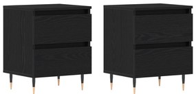 vidaXL Κομοδίνα 2 τμχ Μαύρο Δρυς 40x35x50 εκ Κατασκευασμένο Ξύλο
