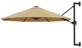 Ομπρέλα Τοίχου Χρώμα Taupe 300 εκ. με Μεταλλικό Ιστό - Μπεζ-Γκρι