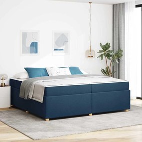 vidaXL Σκελετός Κρεβατιού με στρώμα Μπλε 200 x 200 cm ύφασμα