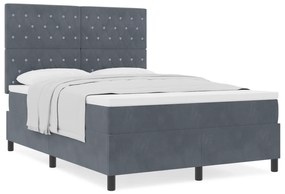 vidaXL Κρεβάτι Κουτιού με Στρώμα Σκούρο Γκρι 140x200 cm Βελούδο