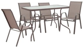 Τραπεζαρία Valor-Calan σετ 5τεμ μέταλλο-textilene καφέ 110x60x70εκ