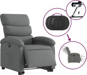 vidaXL Πολυθρόνα Ηλεκ. Ανακλινόμενη Ανύψωση Σκ. Γκρι Υφασμάτινη
