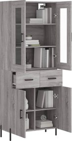 vidaXL Ντουλάπι Γκρι Sonoma 69,5 x 34 x 180 εκ. Επεξεργασμένο Ξύλο