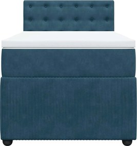 vidaXL Κρεβάτι Boxspring με Στρώμα Μπλε 100x200 εκ. Βελούδινο