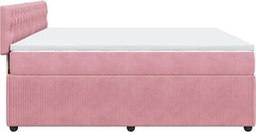 vidaXL Κρεβάτι Boxspring με Στρώμα Ροζ 180x200 εκ. Βελούδινο