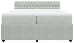 vidaXL Κρεβάτι Boxspring με Στρώμα Ανοιχτό Γκρι 200x200 εκ. Βελούδινο