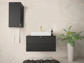 Επιτοίχιο ντουλάπι μπάνιου με υποδοχή νιπτήρα Merced D101, Μαύρο, Τοίχου, 42x80x46cm, 36 kg, Ινοσανίδες μέσης πυκνότητας, Πλαστικοποιημένη μοριοσανίδα