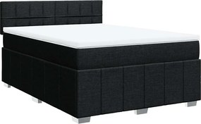 vidaXL Κρεβάτι Boxspring με Στρώμα Μαύρο 140x190 εκ. Υφασμάτινο