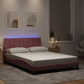 Πλαίσιο Κρεβατιού με LED Ροζ 120x200 εκ. Βελούδινο