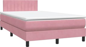 VidaXL Box Spring κρεβάτι με στρώμα ροζ 120x220 cm Βελούδινο