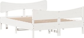 vidaXL Σκελετός Κρεβ. Χωρίς Στρώμα Λευκό 160x200 εκ Μασίφ Πεύκο