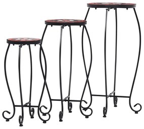 vidaXL Τραπέζια «Μωσαϊκό» 3 Τεμ. Τερακότα /Λευκά Κεραμικά