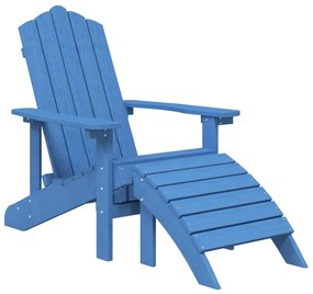vidaXL Καρέκλες Κήπου Adirondack με Υποπόδιο & Τραπεζάκι Γαλάζιο HDPE