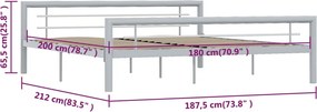 vidaXL Πλαίσιο Κρεβατιού Γκρι / Λευκό 180 x 200 εκ. Μεταλλικό