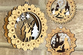 Σετ των 3 Intra απο ξύλο plywood 3mm-4mm πάχος - Χριστουγεννιάτικο Δέντρο Παιχνίδια Σετ Στολίδι Δίασταση 3x3 cm INTRAFABR-109583911