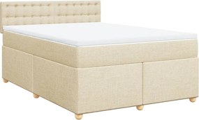 vidaXL Κρεβάτι Boxspring με Στρώμα Κρεμ 140x200 εκ. Υφασμάτινο