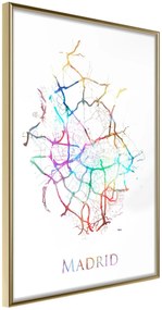 Αφίσα - City Map: Madrid (Colour) - 40x60 - Χρυσό - Χωρίς πασπαρτού