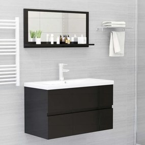 vidaXL Καθρέφτης Μπάνιου Γυαλιστερό Μαύρο 80x10,5x37 εκ. Μοριοσανίδα