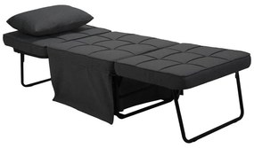 Πολυθρόνα - κρεβάτι Grejio ύφασμα σε ανθρακί απόχρωση κα πόδι μαύρο μέταλλο 70x70x45εκ 95x98x70 εκ.