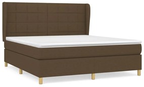 vidaXL Κρεβάτι Boxspring με Στρώμα Σκούρο Καφέ 160x200 εκ Υφασμάτινο