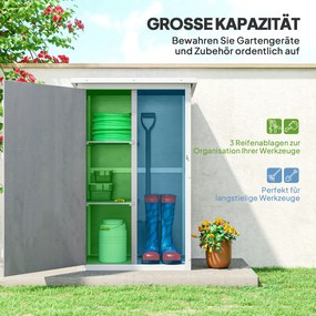 Outsunny Αποθήκη Εργαλείων με Ράφια ανθεκτική στις καιρικές συνθήκες 75 x 56 x 115cm Γκρι