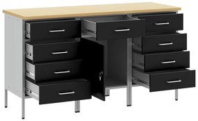 vidaXL Σετ Εργασίας 3 Τεμαχίων  Μαύρο & Γκρι από Ξύλο και Ατσάλι