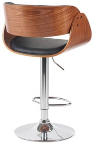 Σκαμπό Bar ArteLibre VORIAN Μαύρο/Καφέ Ξύλο/PU/Αλουμίνιο 52x55x87-108cm