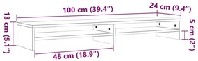 Βάση Οθόνης Καφέ Κεριού 100 x 24 x 13 εκ. από Μασίφ Ξύλο Πεύκου - Καφέ