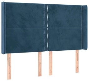 Κεφαλάρι με Πτερύγια Σκούρο Μπλε 147x16x118/128 εκ. Βελούδινο - Μπλε