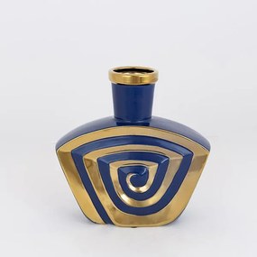 ΒΑΖΟ ΚΕΡΑΜΙΚΟ ΜΠΛΕ - ΧΡΥΣΟ 23.2x6.8x23.5cm|752-20342