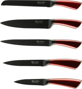 Σετ μαχαιριών Edenberg EB-936, 5 τεμ., ανθρακούχος χάλυβας, βάση, Κόκκινο