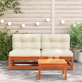 vidaXL Καναπέδες Κήπου Χωρίς Μπράτσα 2 τεμ. Καφέ Μασίφ Πεύκο+Μαξιλάρια