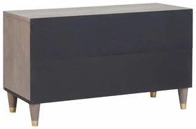 vidaXL Ντουλάπι TV Γκρι και Χρυσό 80 x 31.5 x 46 cm Μασίφ ξύλο μάνγκο