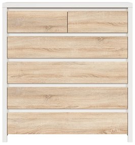 Σιφονιέρα Boston E125, Άσπρο, Sonoma οξιά, Με συρτάρια, 112x105x41cm