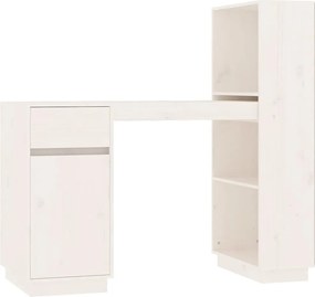 vidaXL Γραφείο Λευκό 110 x 53 x 117 εκ. από Μασίφ Ξύλο Πεύκου