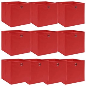 Κουτιά Αποθήκευσης 10 τεμ. Κόκκινα 32 x 32 x 32 εκ. Υφασμάτινα - Κόκκινο