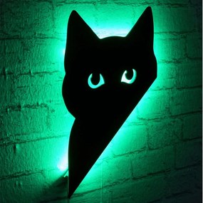 Διακοσμητικό Τοίχου Με Φως Led Cat 395NGR1849 23x36cm Green-Black Wallity Mdf
