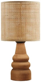 Επιτραπέζιο φωτιστικό Salpe pakoworld ξύλο οξιάς και pe rattan σε φυσικό χρώμα Φ15x32εκ