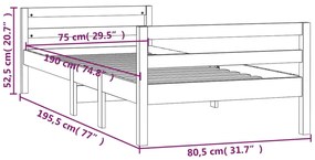 ΠΛΑΙΣΙΟ ΚΡΕΒΑΤΙΟΥ ΛΕΥΚΟ 75 X 190 ΕΚ. ΑΠΟ ΜΑΣΙΦ ΞΥΛΟ ΠΕΥΚΟΥ 821640