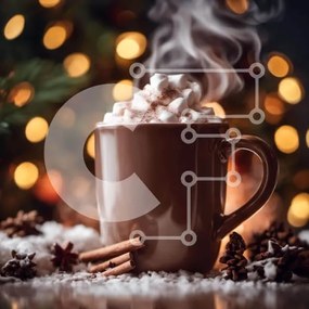 Intra Συλλεκτικό Ξύλινο Παζλ Plywood  4mm - Ζεστό κακάο με Marshmallows και ξυλάκια κανέλας Σε Ξύλινο Κουτί - Διαστάσεις: 10x10 cm – 25 κομμάτια